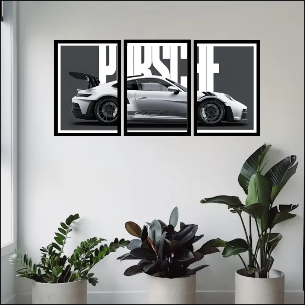 Djane Studio GT3 RS Wall Frame Set | Premium Wall Art for Living Room, Bedroom, Office & Gaming Room | Modern Home Décor | Pack of 3 | Size 12x18 Inch